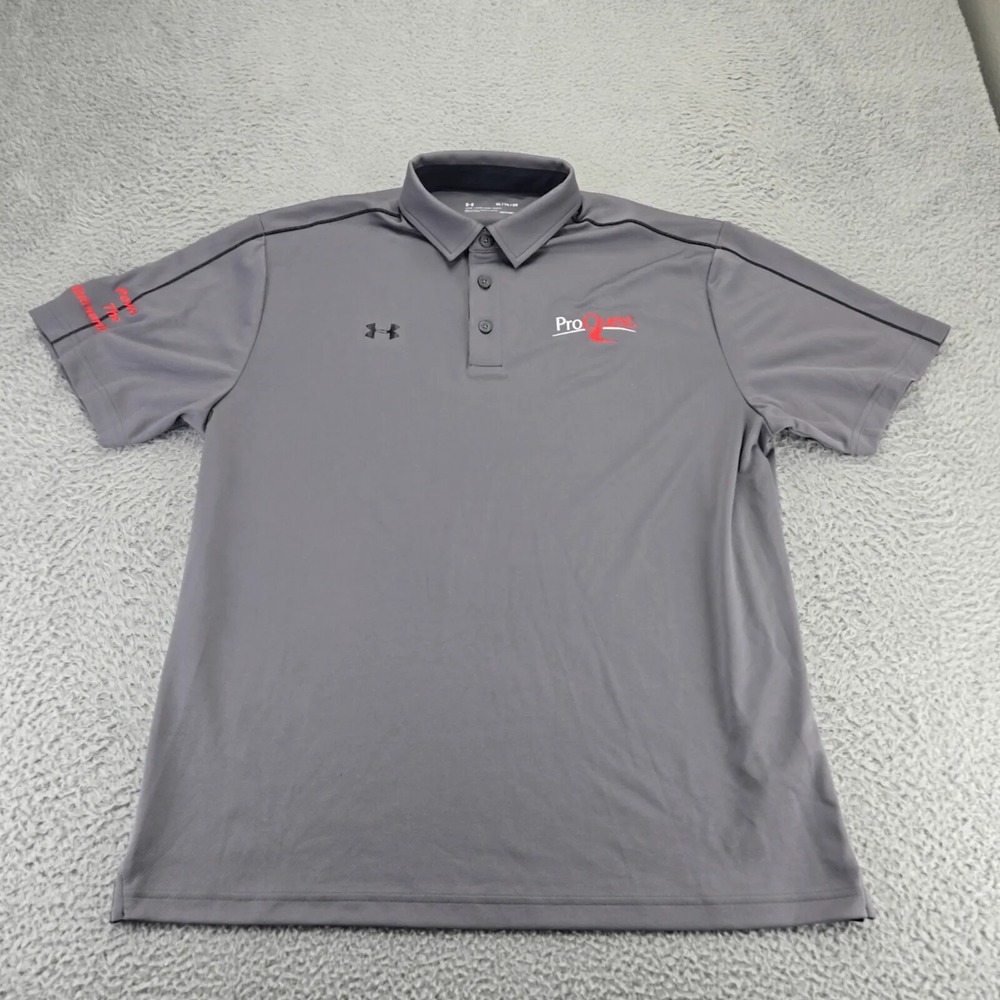 Under armour Shirt Mens XL Gray Loose Fit Polo Short Sleeve Heatgear Golf